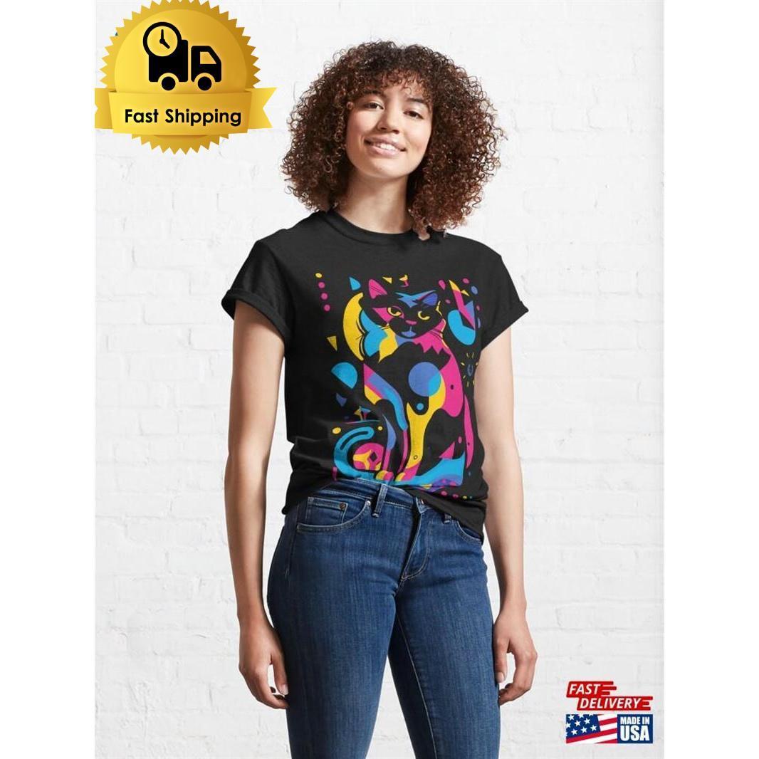 Retro Modern Cat Classic T-Shirt Unisex